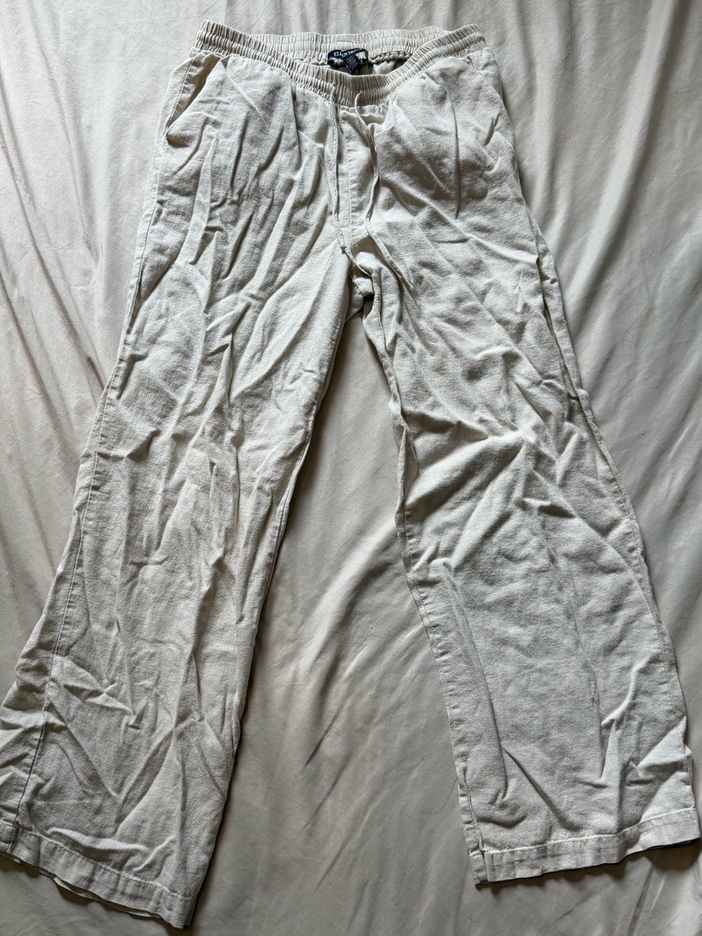 Casual Elastic Waist Cream Lounge Pants